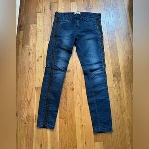 Free People Jeans With Faux Leather Trim